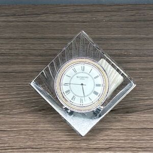 NWT Waterford Meridian Crystal Desk Clock with Silver Accents